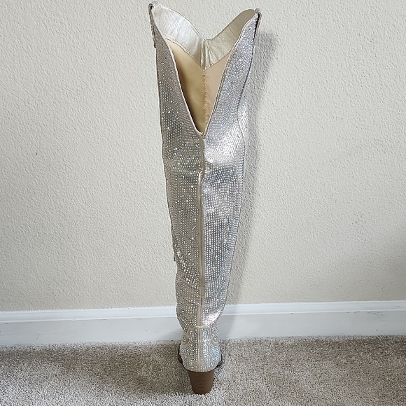 SHEIN Shimmering Silver Over-the-Knee Boots - Picture 7 of 11